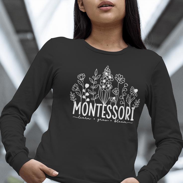 Learn Grow Bloom Wildflowers Appreciation Montessori Teacher Women Long Sleeve T-Shirt, funny gift