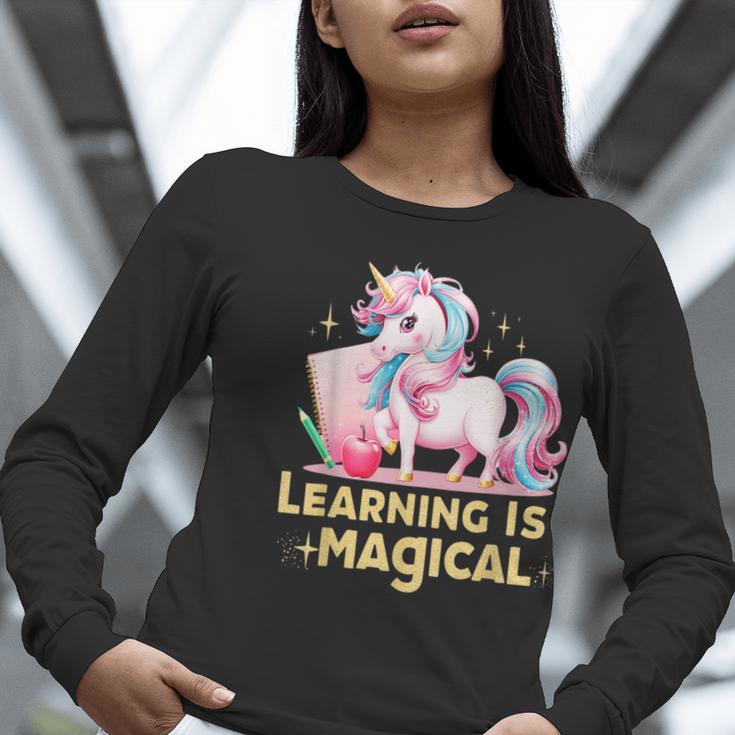 LEARNING IS MAGICAL TEACHER UNICORN BACK TO SCHOOL UNICORN Women Long Sleeve T-Shirt, funny gift