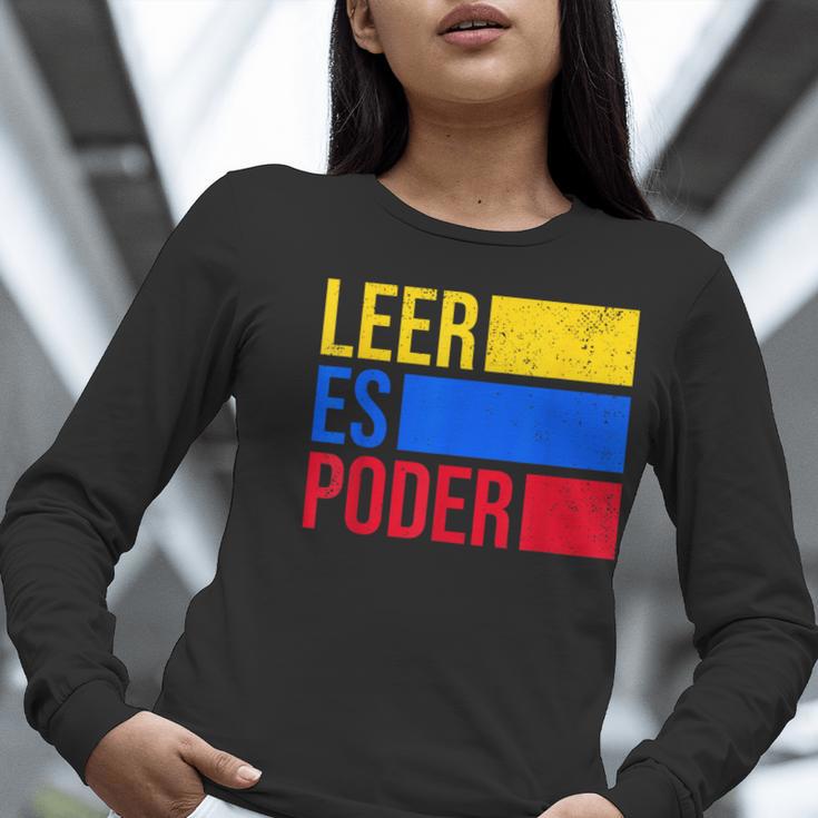 Leer Es Poder Colombian Spanish Teacher Maestra Colombia Women Long Sleeve T-Shirt, funny gift