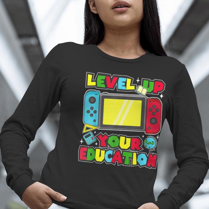 Level Up Your Education Gaming Inspired Teacher Gamers Women Long Sleeve T-Shirt, funny gift