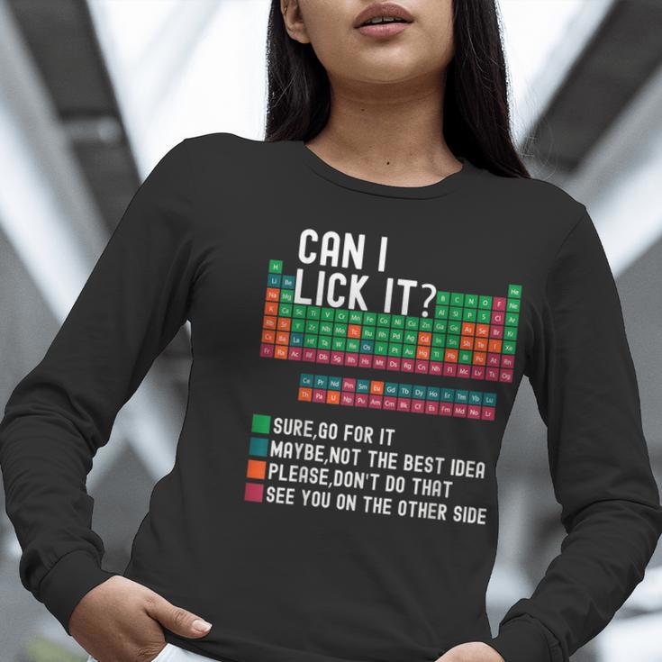 Can I Lick It Periodic Table Science Teacher Chemistry Women Long Sleeve T-Shirt, Science Teacher Shirts, funny gift