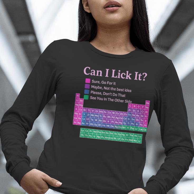 Can I Lick It Periodic Table Teacher Student Kids Women Long Sleeve T-Shirt, funny gift