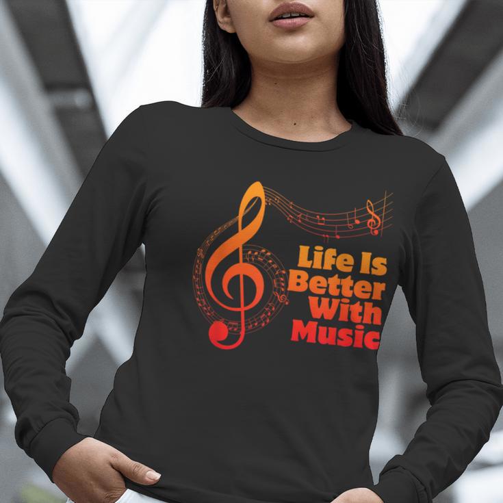 Life Is Better With Music Theory Musician Teacher Notes Clef Women Long Sleeve T-Shirt, funny gift