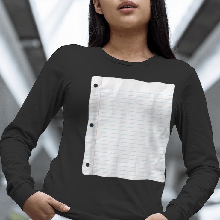 Lined Paper Notebook Halloween Costume For Students Teachers For Men Women Kids Women Long Sleeve T-Shirt, funny gift