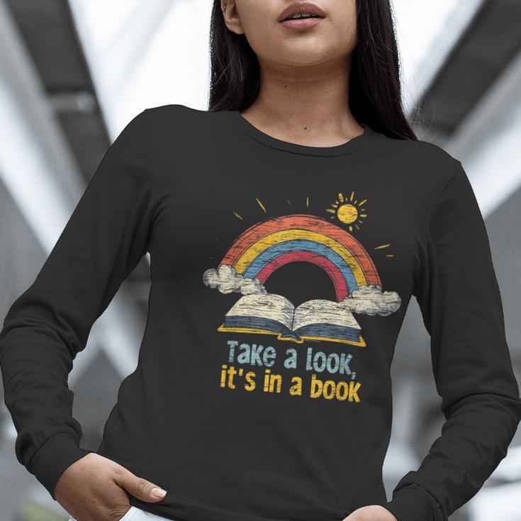 Take a Look It's In a Book Vintage Reading Teacher Rainbow Women Long Sleeve T-Shirt, funny gift Take a Look It's In a Book Vintage Reading Teacher Rainbow Women Long Sleeve T-Shirt, funny gift