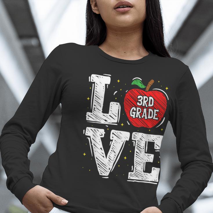 LOVE Apple 3rd Grade Teacher Student School Women Long Sleeve T-Shirt, funny gift LOVE Apple 3rd Grade Teacher Student School Women Long Sleeve T-Shirt, funny gift