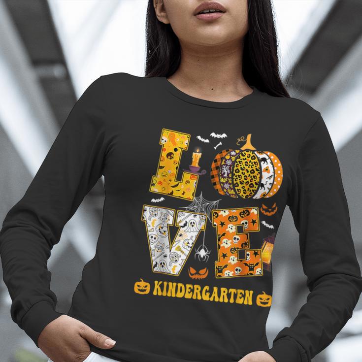 LOVE Kindergarten Pumpkin Teacher Student Halloween Costume Women Long Sleeve T-Shirt, funny gift LOVE Kindergarten Pumpkin Teacher Student Halloween Costume Women Long Sleeve T-Shirt, funny gift