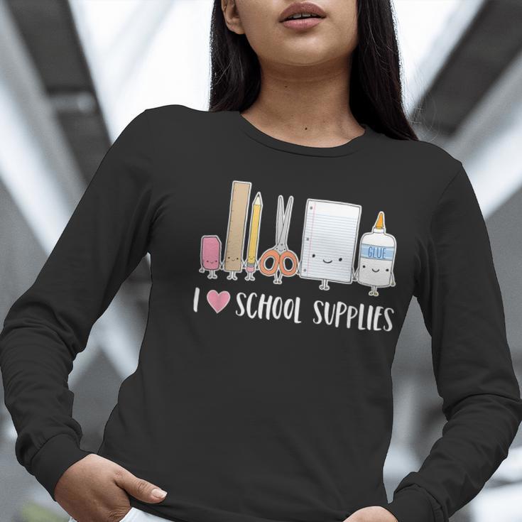 I Love School Supplies Teacher Shirt Women Long Sleeve T-Shirt, funny gift I Love School Supplies Teacher Shirt Women Long Sleeve T-Shirt, funny gift
