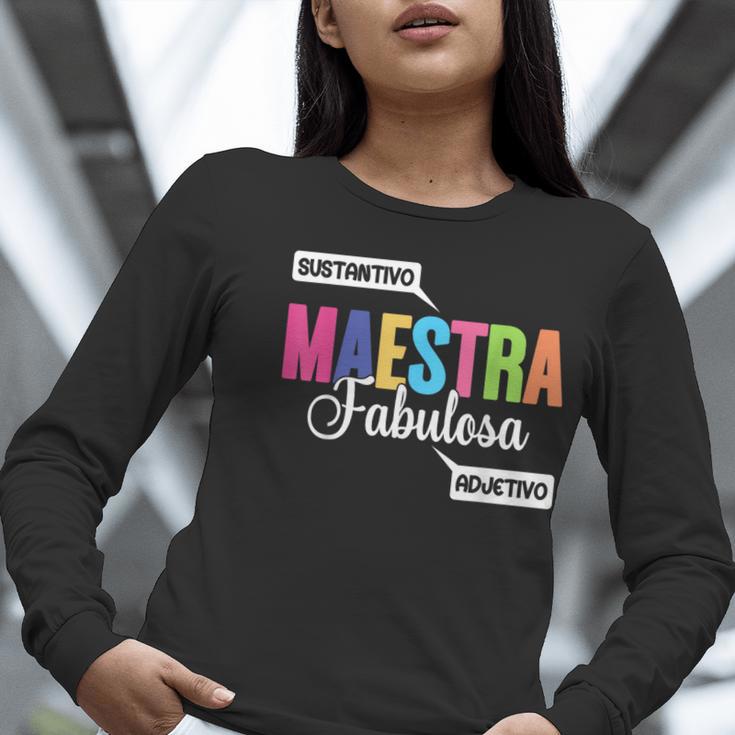 Maestra Fabulosa Bilingual Spanish Espanol Teacher School Women Long Sleeve T-Shirt, funny gift
