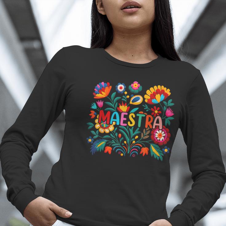 Maestra Flowers Spanish Teacher Cinco De Mayo Women Long Sleeve T-Shirt, funny gift Maestra Flowers Spanish Teacher Cinco De Mayo Women Long Sleeve T-Shirt, funny gift