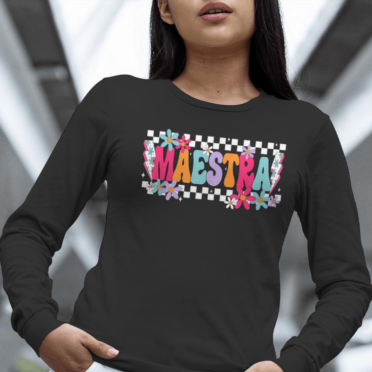 Maestra Teacher Spanish Back To School First Day Of School Women Long Sleeve T-Shirt, funny gift