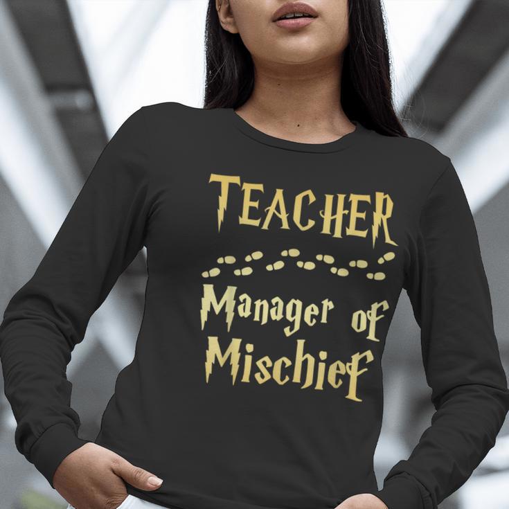 Magical Teacher Manager Of Mischief Birthday Family Party Women Long Sleeve T-Shirt, funny gift