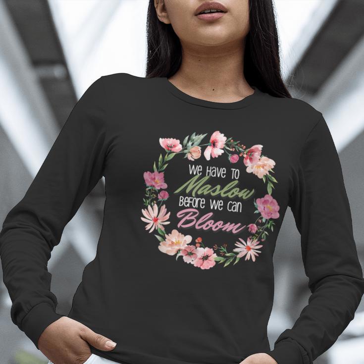 Maslow Before Blooms SPED Teacher School Psychologist Retro Men Women Women Long Sleeve T-Shirt, funny gift