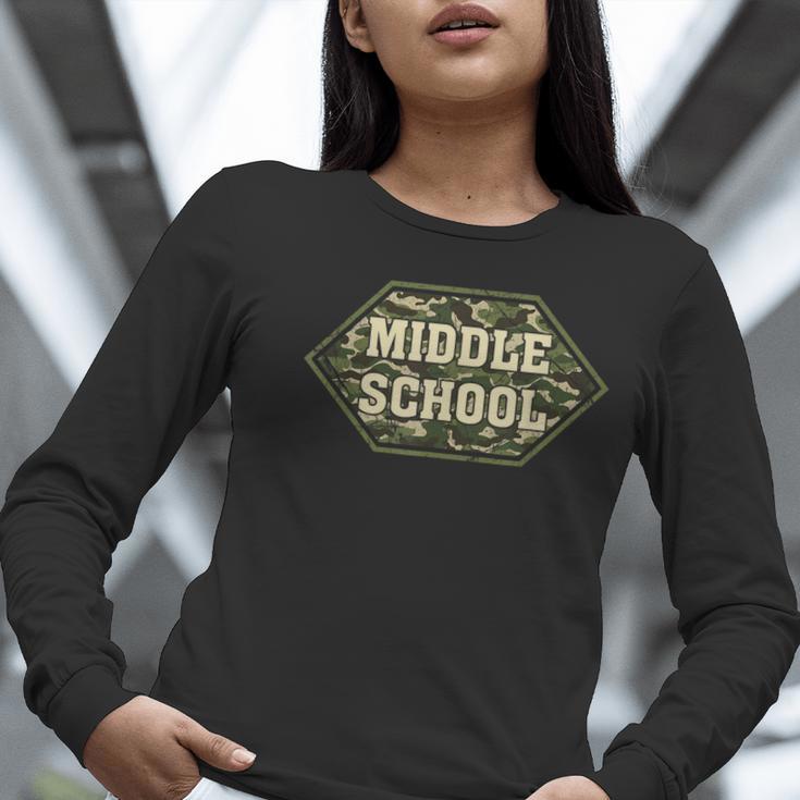 Middle School Camo Retro Back To School Teachers Women Long Sleeve T-Shirt, funny gift Middle School Camo Retro Back To School Teachers Women Long Sleeve T-Shirt, funny gift