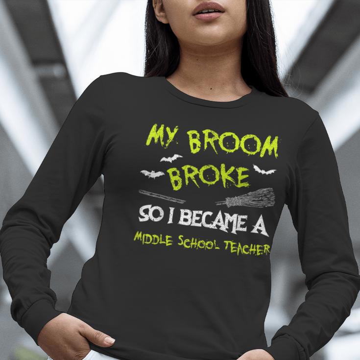 Middle School Teacher Halloween Costume Shirt Lazy Women Long Sleeve T-Shirt, funny gift