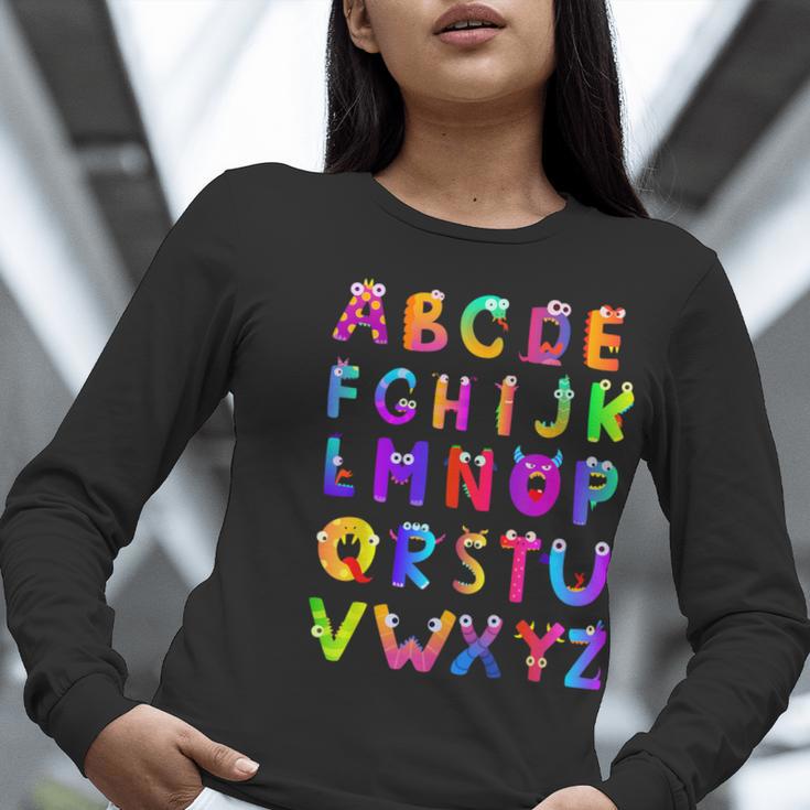 Monster ABC Cute Alphabet Halloween Teacher Costume Kids Women Long Sleeve T-Shirt, funny gift Monster ABC Cute Alphabet Halloween Teacher Costume Kids Women Long Sleeve T-Shirt, funny gift