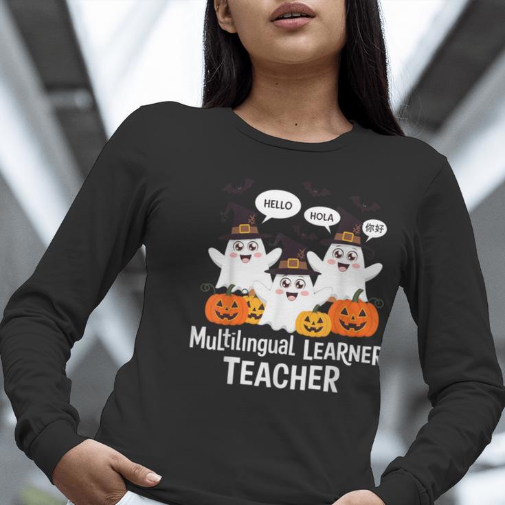 Multilingual Learner Teacher Spooky Halloween ESL Teacher Women Long Sleeve T-Shirt, Esl Teacher Shirts, funny gift