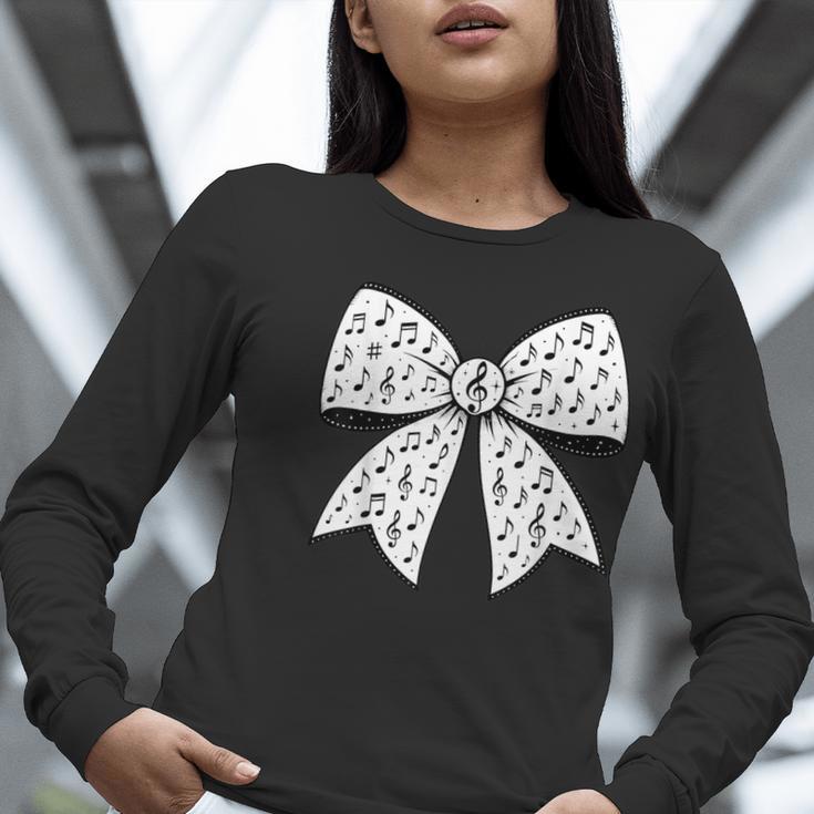 Music Notes Coquette Bow Music Teacher School Musician Band Women Long Sleeve T-Shirt, funny gift Music Notes Coquette Bow Music Teacher School Musician Band Women Long Sleeve T-Shirt, funny gift