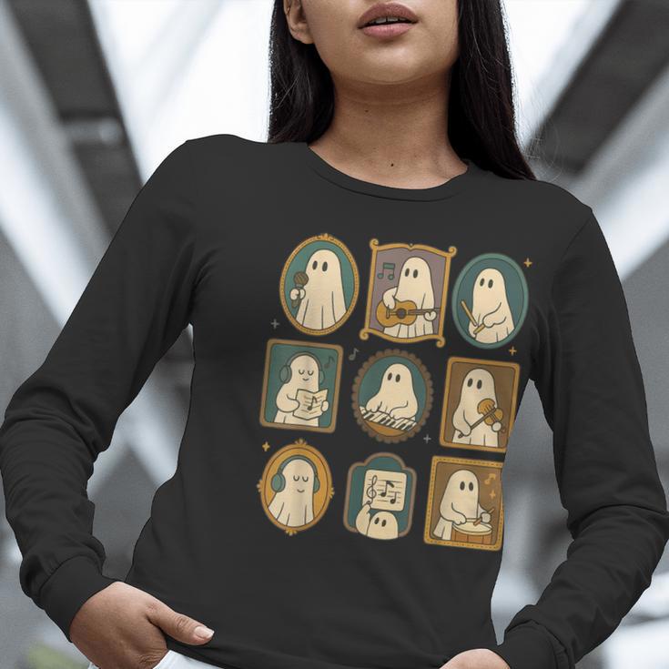 Music Teacher Orchestra Spooky Halloween Ghost Band Women Long Sleeve T-Shirt, funny gift