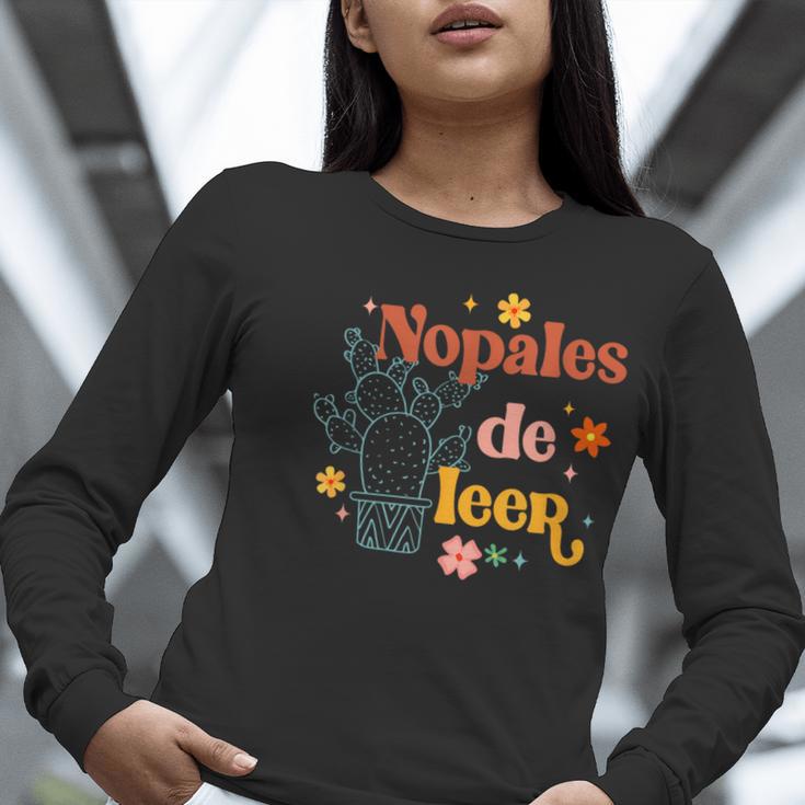 Nopales De Leer Spanish Teacher Maestra Cactus Bilingual Women Long Sleeve T-Shirt, funny gift Nopales De Leer Spanish Teacher Maestra Cactus Bilingual Women Long Sleeve T-Shirt, funny gift