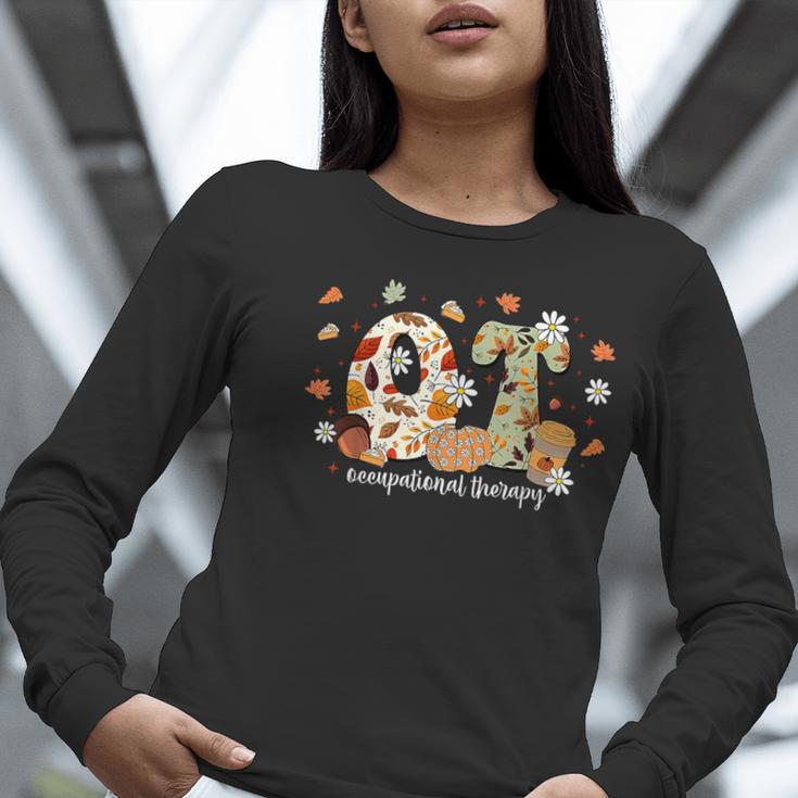 Occupational Therapy Fall Autumn Pumpkin Flower OTA Teacher Women Long Sleeve T-Shirt, funny gift Occupational Therapy Fall Autumn Pumpkin Flower OTA Teacher Women Long Sleeve T-Shirt, funny gift