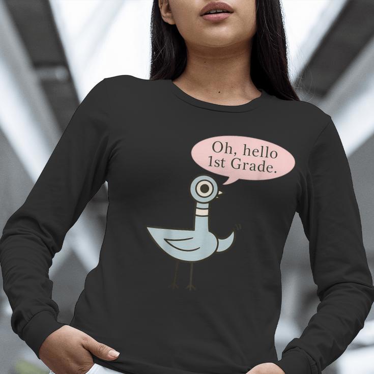 Oh Hello First Graders Cute Pigeon 1st Grade Teacher Women Long Sleeve T-Shirt, First Grade Teacher Shirts, funny gift Oh Hello First Graders Cute Pigeon 1st Grade Teacher Women Long Sleeve T-Shirt, First Grade Teacher Shirts, funny gift