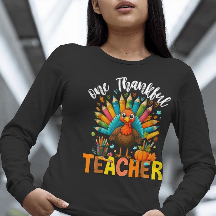 One Thankful Teacher Thanksgiving Turkey Cute Crayon Pencil Women Long Sleeve T-Shirt, funny gift One Thankful Teacher Thanksgiving Turkey Cute Crayon Pencil Women Long Sleeve T-Shirt, funny gift