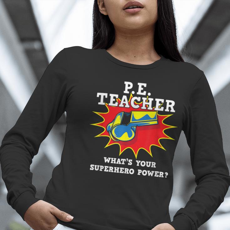 PE Physical Education Teacher Superhero Power School Women Long Sleeve T-Shirt, Pe Teacher Shirts, funny gift PE Physical Education Teacher Superhero Power School Women Long Sleeve T-Shirt, Pe Teacher Shirts, funny gift