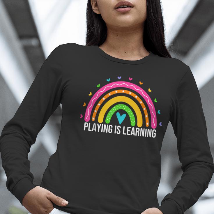 Playing Is Learning Early Childhood Education ECE Teacher Women Long Sleeve T-Shirt, funny gift Playing Is Learning Early Childhood Education ECE Teacher Women Long Sleeve T-Shirt, funny gift