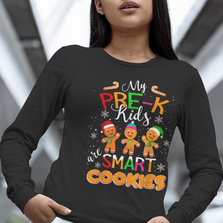 My Pre-K Kids Are Smart Cookies Christmas Teacher Women Long Sleeve T-Shirt, funny gift