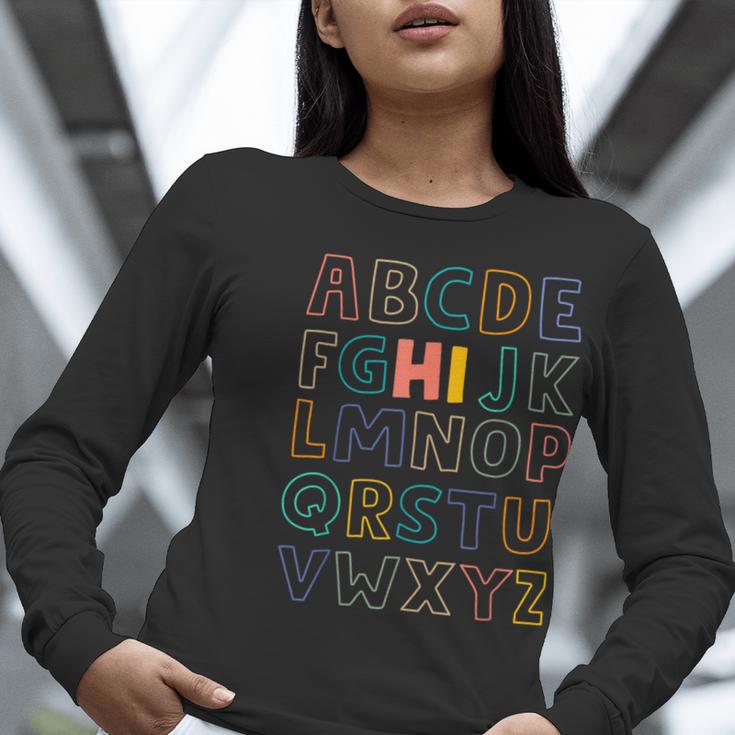 Pre K Kindergarten Hi Alphabet Back To School Teachers Men Women Girls Kids Women Long Sleeve T-Shirt, funny gift Pre K Kindergarten Hi Alphabet Back To School Teachers Men Women Girls Kids Women Long Sleeve T-Shirt, funny gift