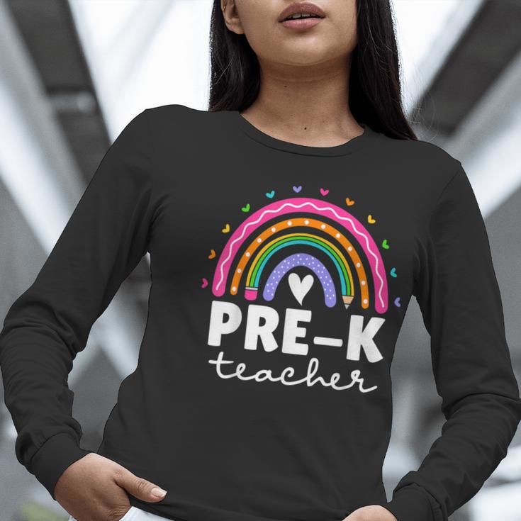 Pre-K Teacher Cute Pre Kindergarten For Teachers Rainbow For Men Women Kids Women Long Sleeve T-Shirt, funny gift