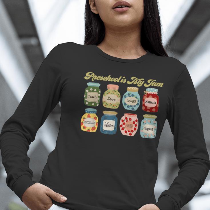 Preschool Is My Jam Retro Preschool Teacher Back To School Women Long Sleeve T-Shirt, funny gift