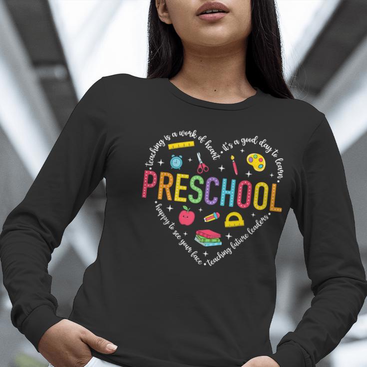 Preschool Teacher Pre-K Heart First Day Of Preschool Kids Women Long Sleeve T-Shirt, funny gift Preschool Teacher Pre-K Heart First Day Of Preschool Kids Women Long Sleeve T-Shirt, funny gift