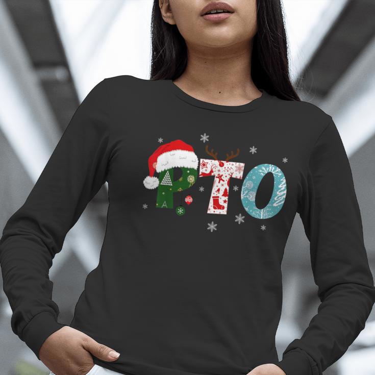 PTO Santa Hat Reindeer Parent Teacher Organization Christmas Women Long Sleeve T-Shirt, funny gift PTO Santa Hat Reindeer Parent Teacher Organization Christmas Women Long Sleeve T-Shirt, funny gift