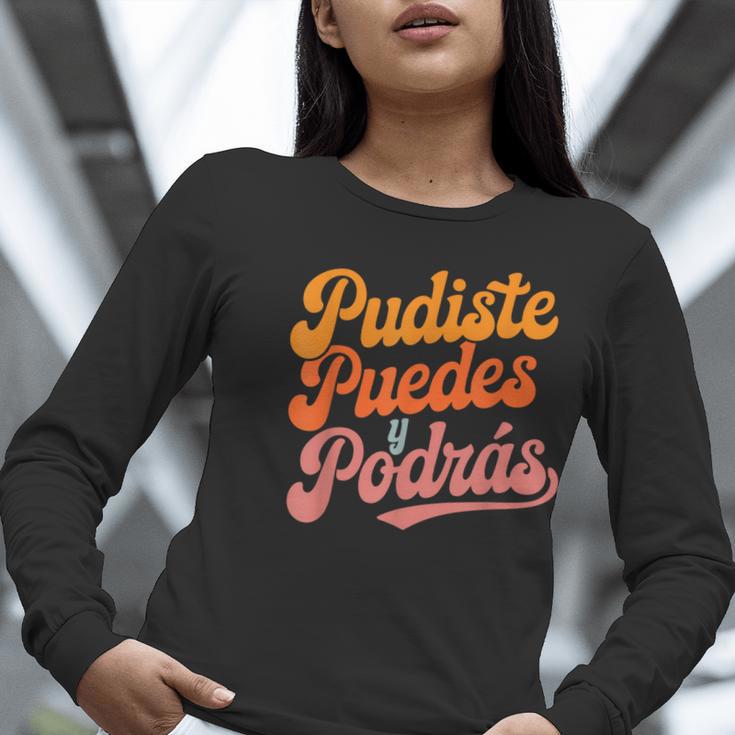 Pudiste Puedes Podras Maestra Spanish Teacher Women Long Sleeve T-Shirt, funny gift