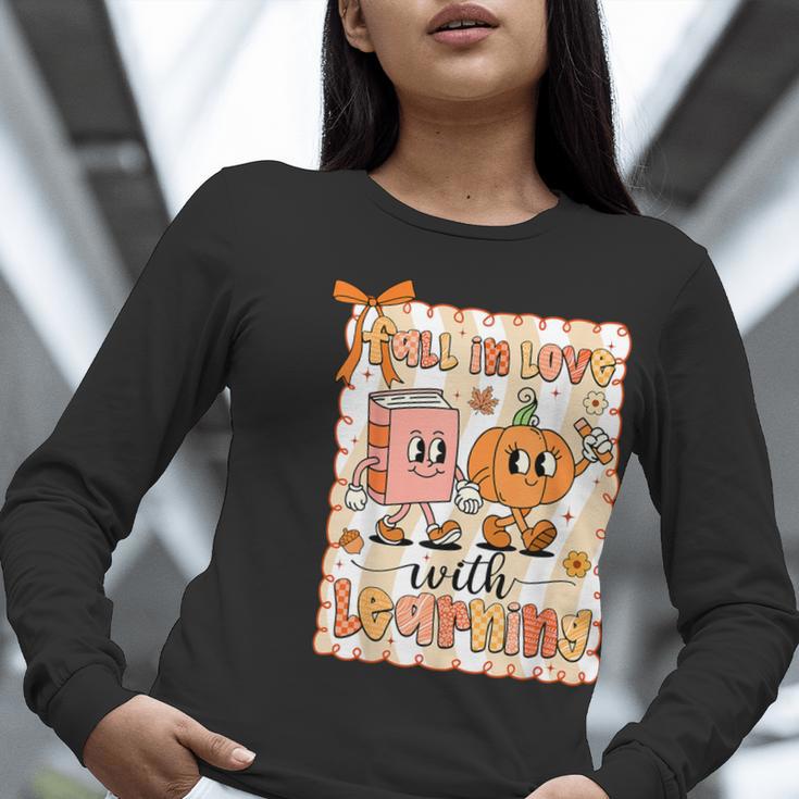 Pumpkin Teacher Preppy Fall In Love With Learning Autumn Women Long Sleeve T-Shirt, funny gift Pumpkin Teacher Preppy Fall In Love With Learning Autumn Women Long Sleeve T-Shirt, funny gift