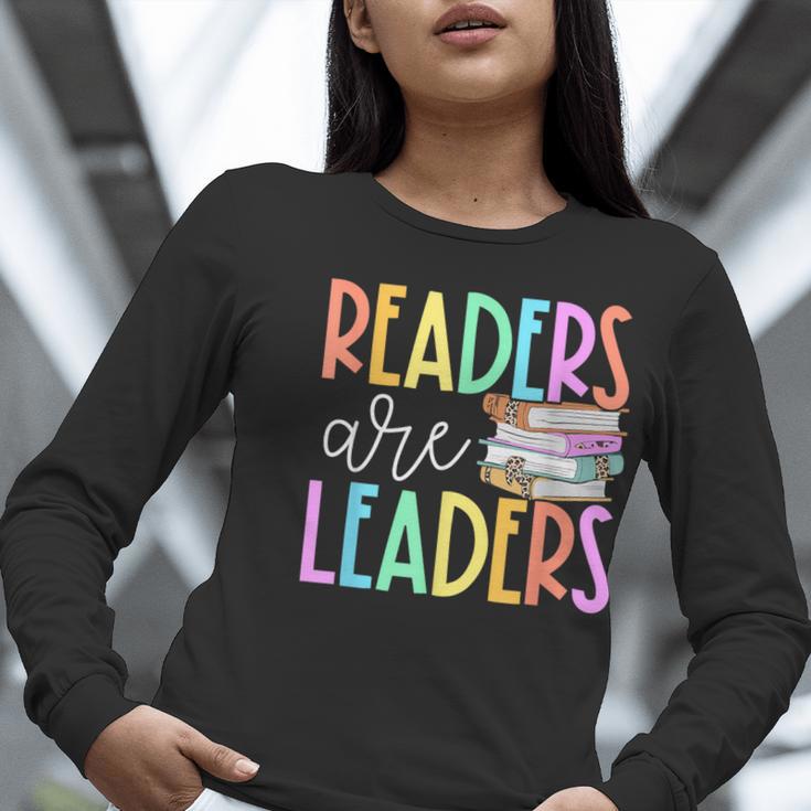 Readers Are Leaders Reading Book Lovers Teacher Women Kids Women Long Sleeve T-Shirt, funny gift