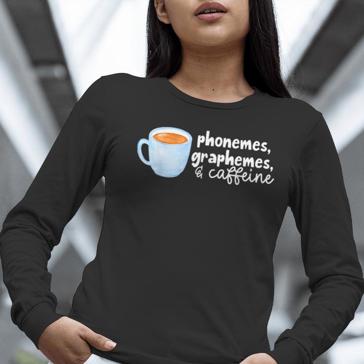 Reading Interventionist Specialist Teacher Phonemes Graphemes And Caffeine Reading Intervention -Adults Classic Fit Short Sleeve Women Long Sleeve T-Shirt, funny gift
