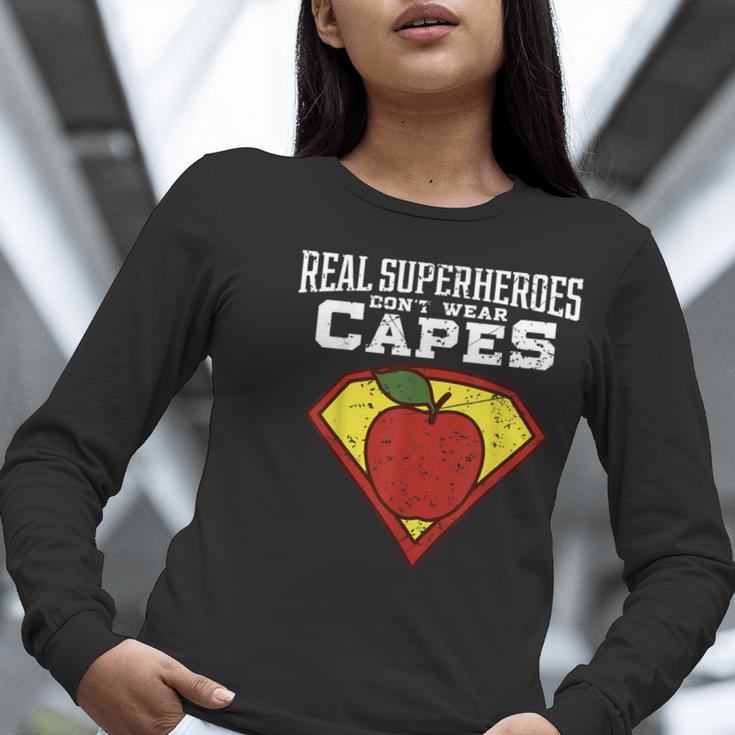 Real Superheroes Don't Wear Capes Teacher Shirt Teaching Te Women Long Sleeve T-Shirt, funny gift Real Superheroes Don't Wear Capes Teacher Shirt Teaching Te Women Long Sleeve T-Shirt, funny gift