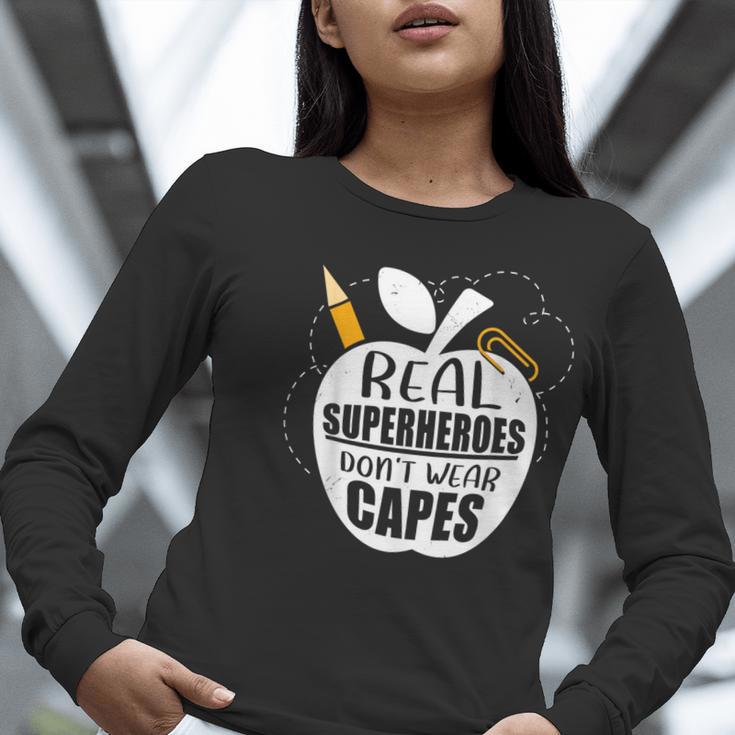 Real Superheroes Wear No Capes Teacher Design Teach Women Long Sleeve T-Shirt, funny gift Real Superheroes Wear No Capes Teacher Design Teach Women Long Sleeve T-Shirt, funny gift