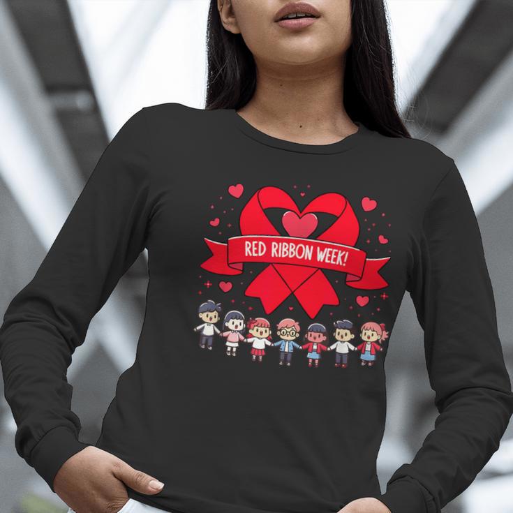 Red Ribbon Week Awareness For Students And Teachers Men Women Girls Kids Women Long Sleeve T-Shirt, funny gift