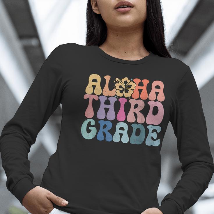 Retro Aloha Third Grade Teacher Summer Vacation Beach Hawaii Women Long Sleeve T-Shirt, funny gift