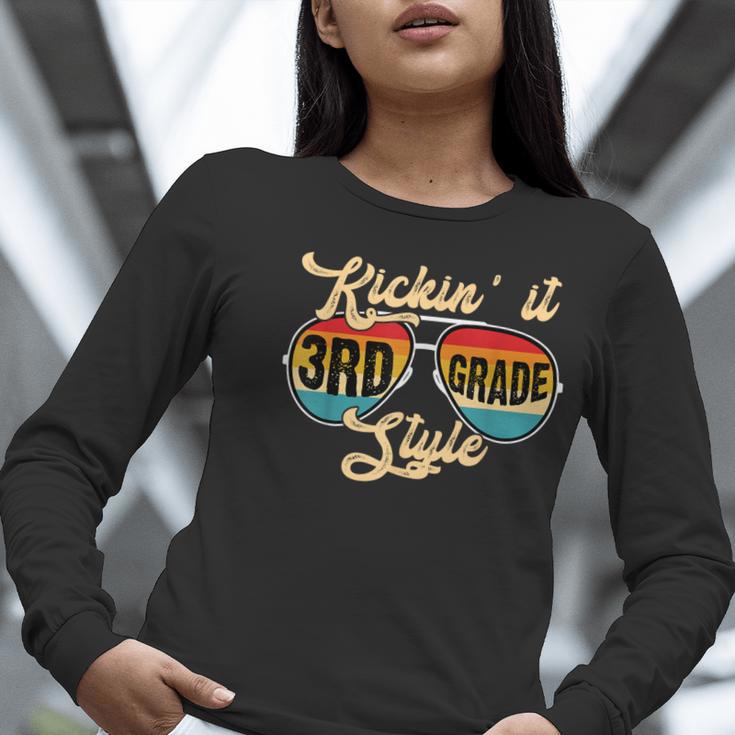 Retro Kickin It 3rd Grade Style Teacher Back To School Men Women Women Long Sleeve T-Shirt, funny gift