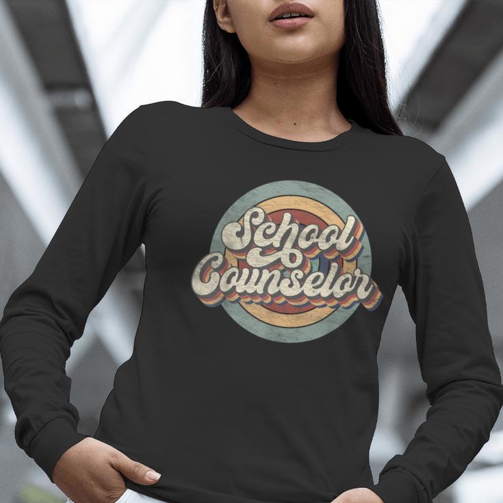 Retro School Counselor Back To School Teacher Squad Crew Women Long Sleeve T-Shirt, funny gift