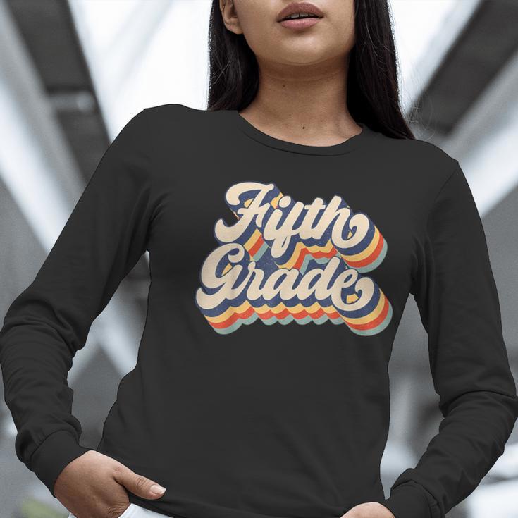 Retro Sunset Fifth Grade Teacher & Student Back To School Women Long Sleeve T-Shirt, funny gift Retro Sunset Fifth Grade Teacher & Student Back To School Women Long Sleeve T-Shirt, funny gift