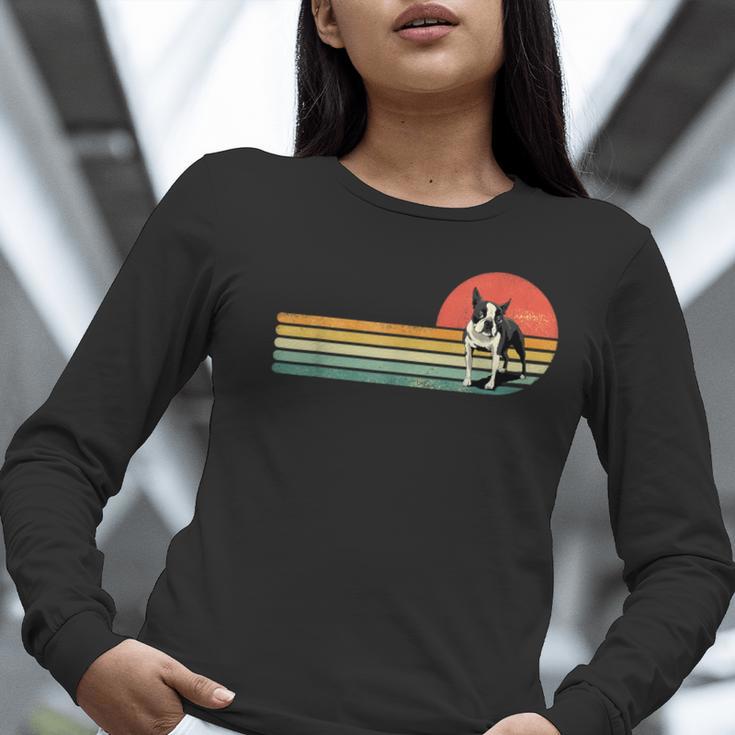 Retro Vintage Boston Terrier Dog Lover Boston Terrier Mom Women Long Sleeve T-Shirt, Boston Terrier Mom Shirts, funny gift