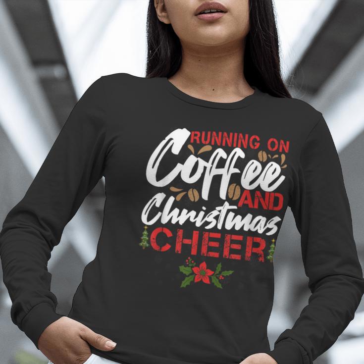 Running On Coffee And Christmas Cheer Lover Teacher For Men Women Kids Women Long Sleeve T-Shirt, funny gift