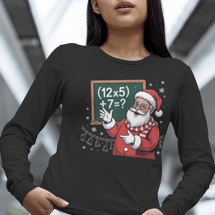 Santa Teacher 67 Math Christmas Xmas Holiday Number 67 Women Long Sleeve T-Shirt, funny gift