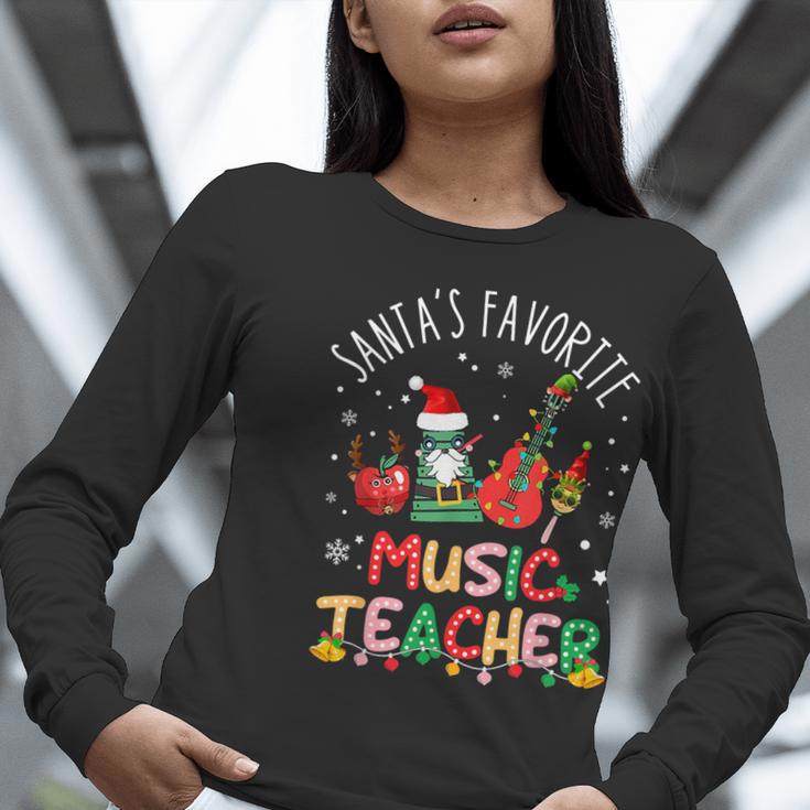 Santa's Favorite Music Teacher Christmas Santa Hat Matching Women Long Sleeve T-Shirt, funny gift Santa's Favorite Music Teacher Christmas Santa Hat Matching Women Long Sleeve T-Shirt, funny gift